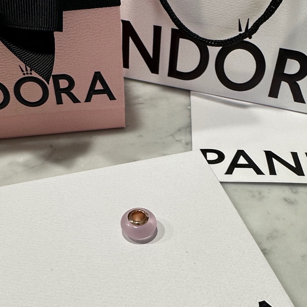 NEW Pandora Matte Pink Murano Glass Charm Rose Gold